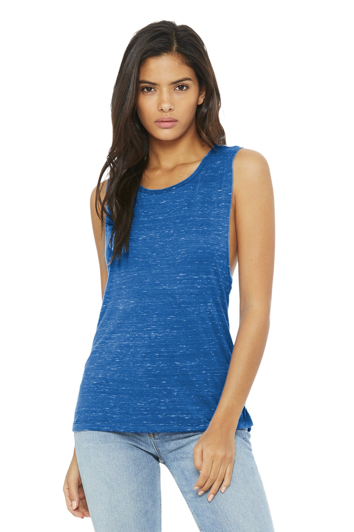 Relaxed drapey fit Tear-away label Side seamed Low-cut armho - True Royal Marble