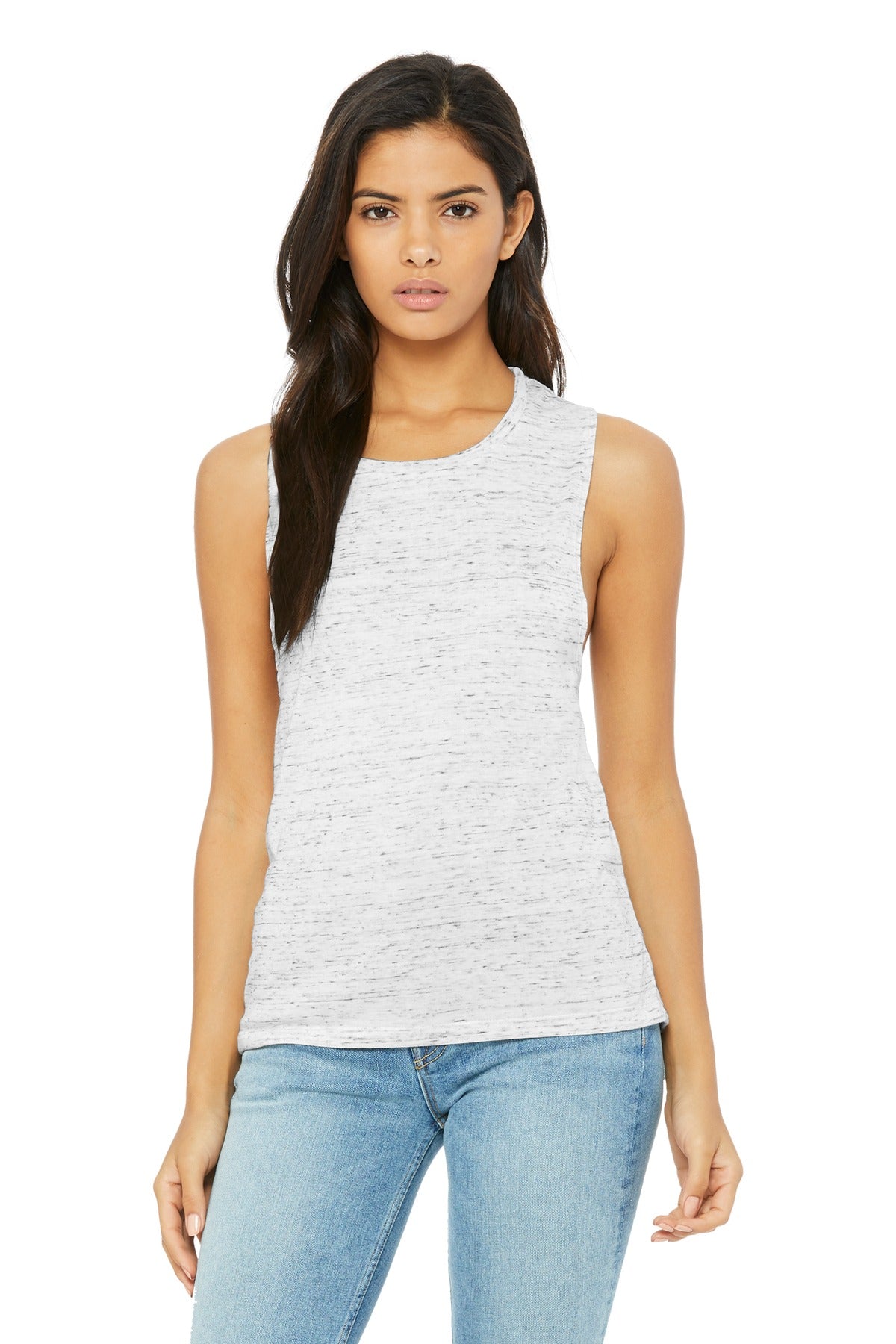 Relaxed drapey fit Tear-away label Side seamed Low-cut armho - White Marble