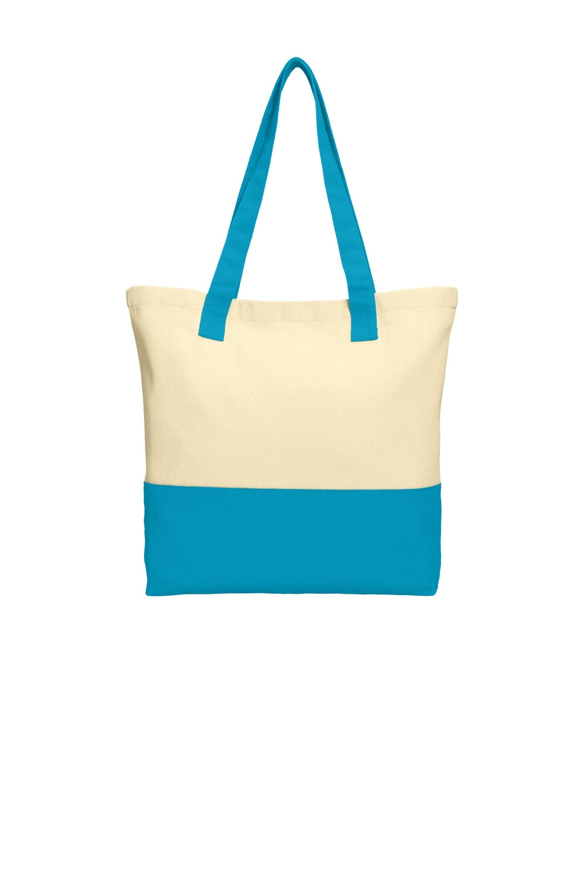 Port Authority® Colorblock Cot-Natural/ Turquoise