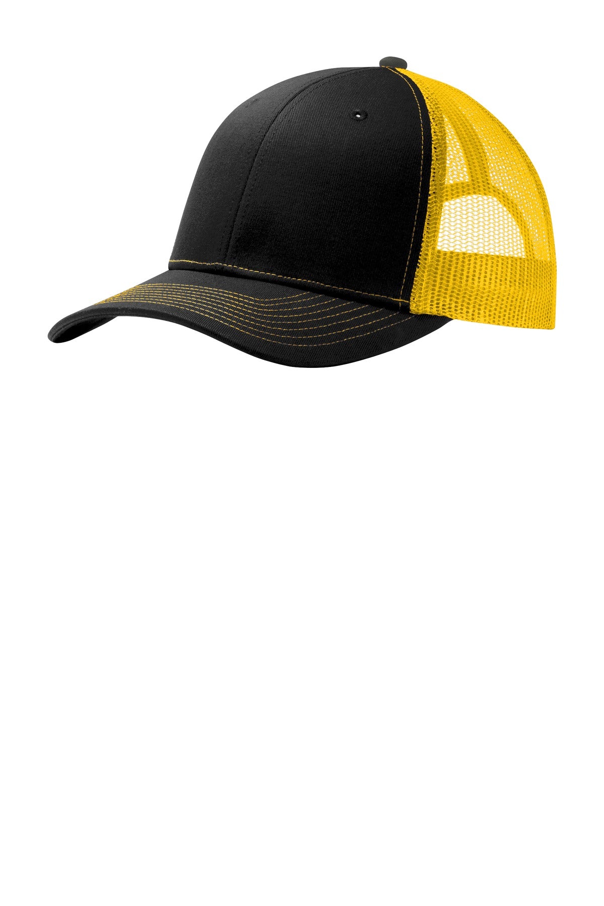 This two-toned cap features breathable mesh and contrast stitching on the bill. Fabric: 100% cotton 