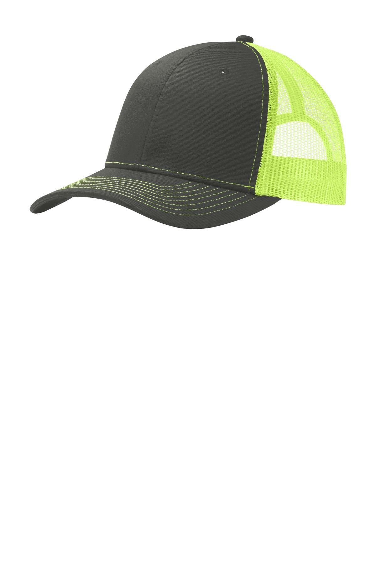 This two-toned cap features breathable mesh and contrast stitching on the bill. Fabric: 100% cotton 