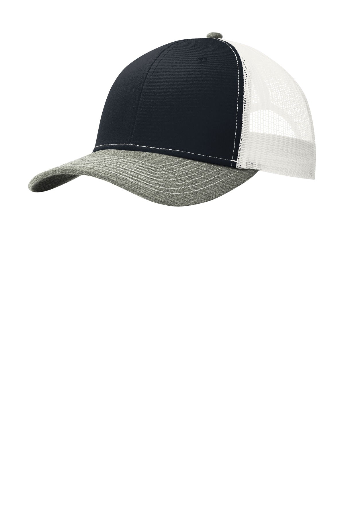 This two-toned cap features breathable mesh and contrast stitching on the bill. Fabric: 100% cotton 