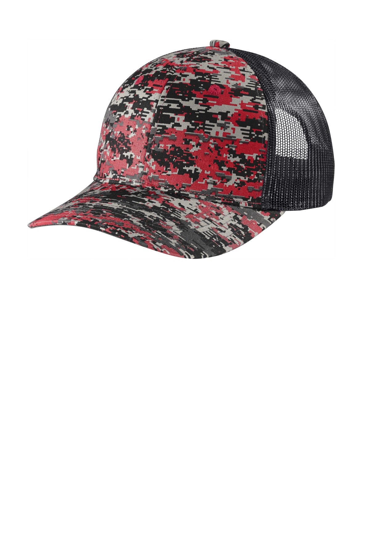 Fabric: 100% cotton twill front panels; 100% polyester mesh mid and back panelsStructure: Structured