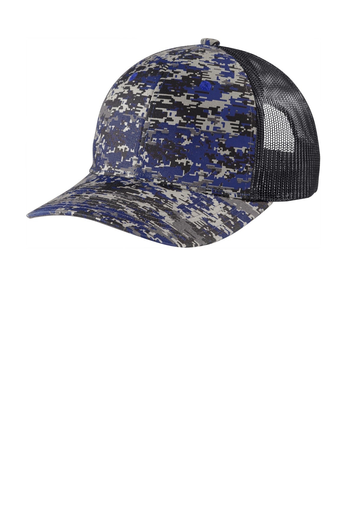 Fabric: 100% cotton twill front panels; 100% polyester mesh mid and back panelsStructure: Structured