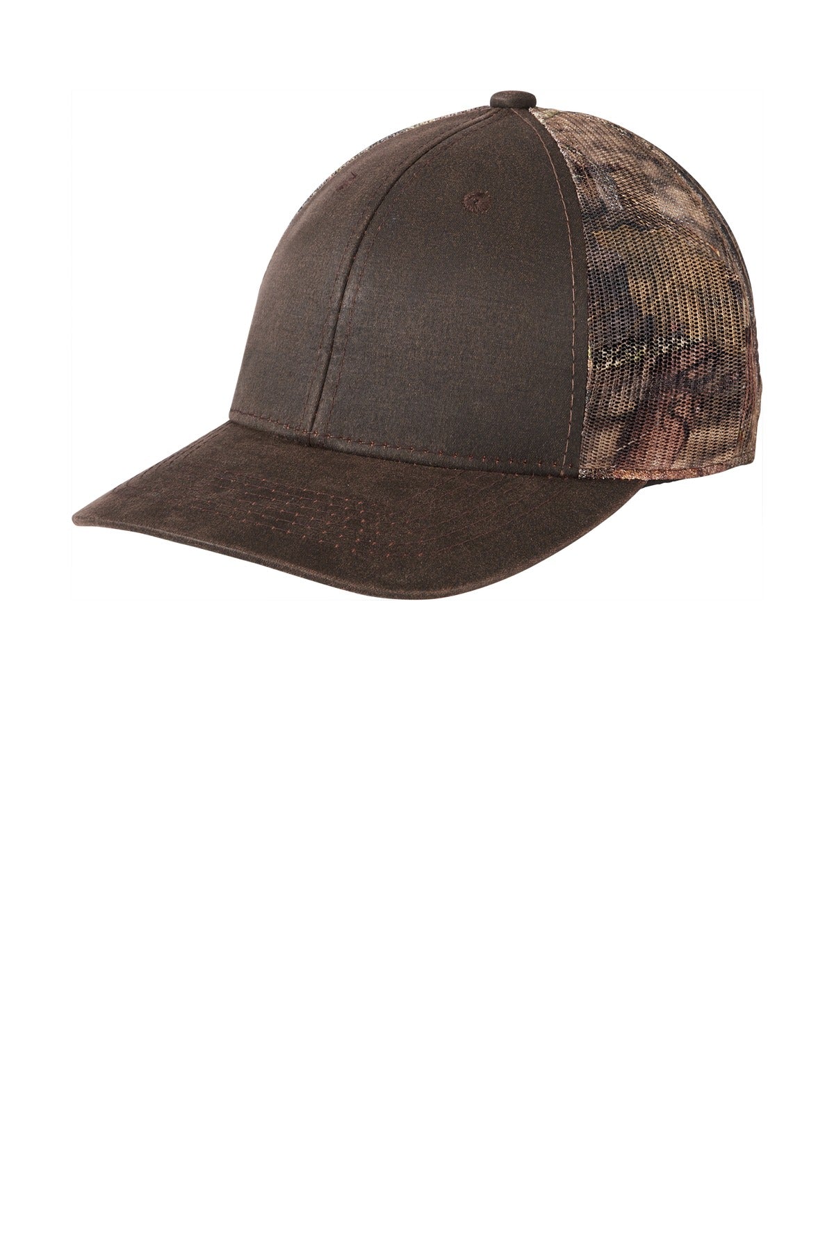 Fabric: 52/48 cotton/poly front panels; 100% polyester mesh mid and back panelsStructure: Structured