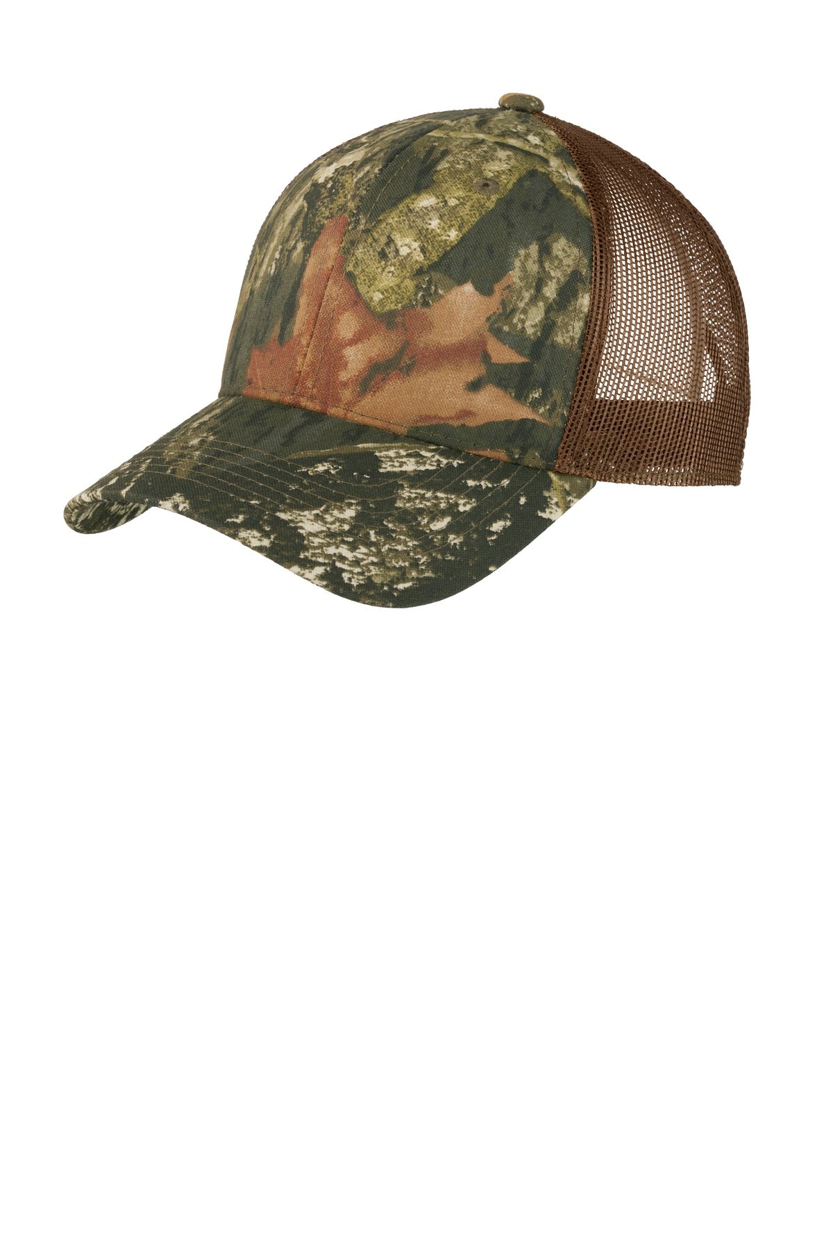 Camo and open-hole mesh come together in this structured cap designed with the outdoors in mind. Fab