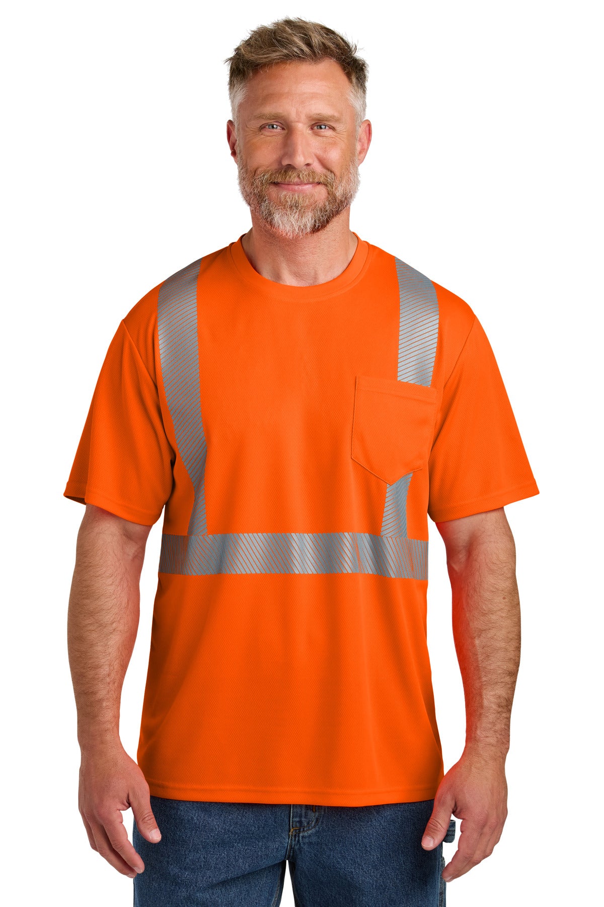This breathable moisture-wicking mesh tee delivers high visi - Safety Orange