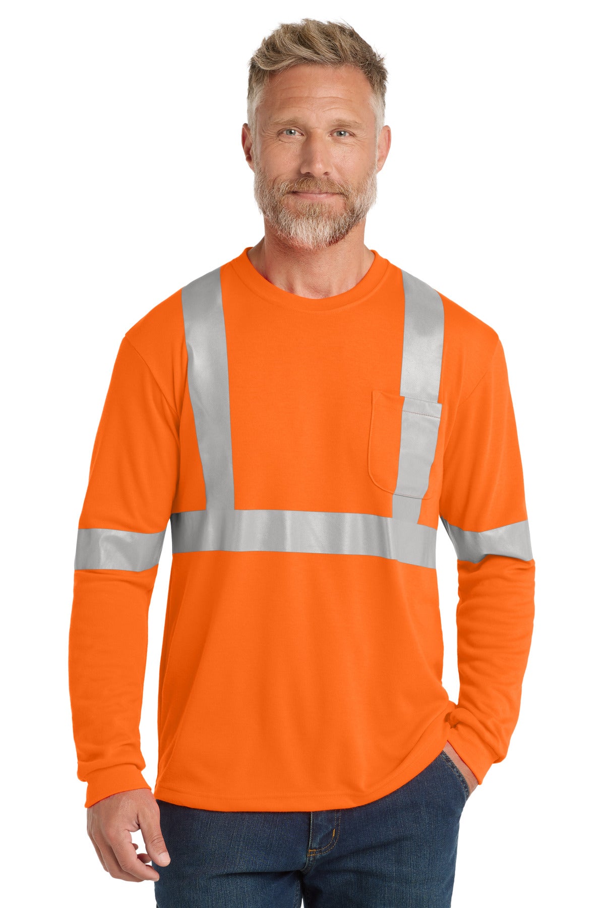 Stay safer on the jobsite in this high-visibility t-shirt th - Safety Orange/ Reflective