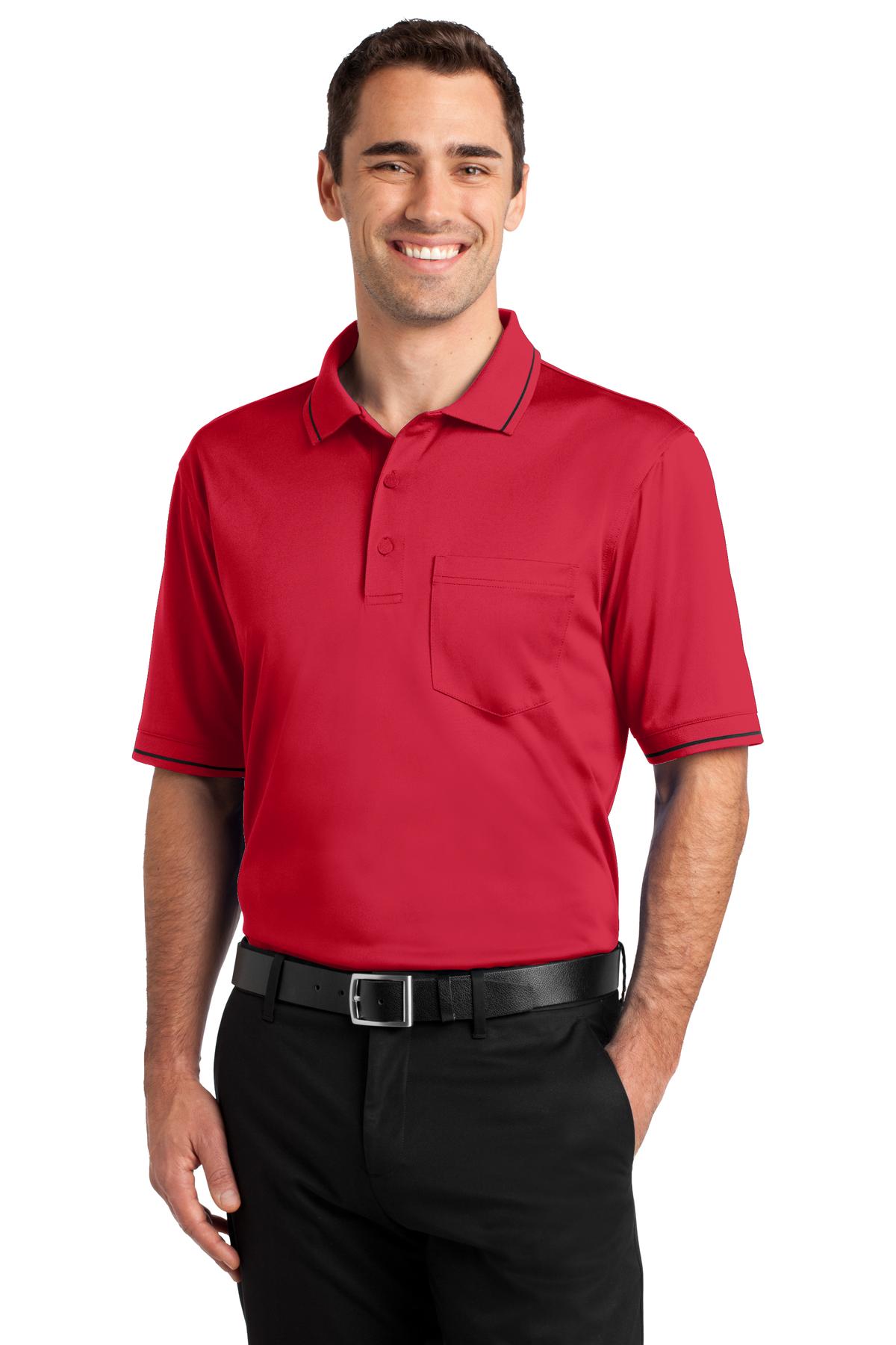 A left chest pocket and tipping add a bit of style to this h - Red/ Black