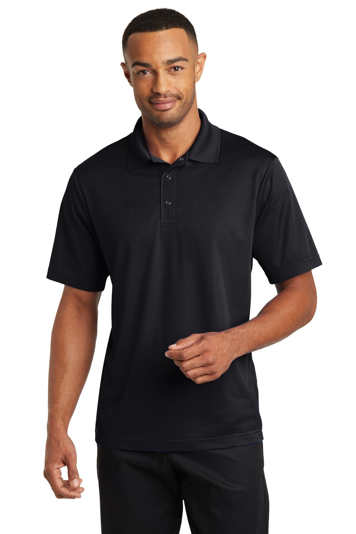 A button-free polo built specifically with the food and beve - Black