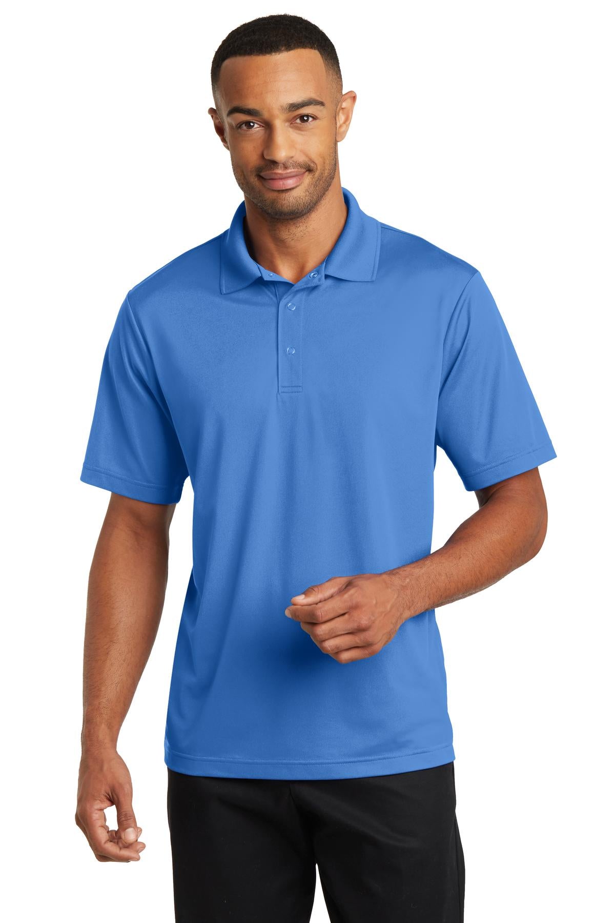 A button-free polo built specifically with the food and beve - Blue Lake