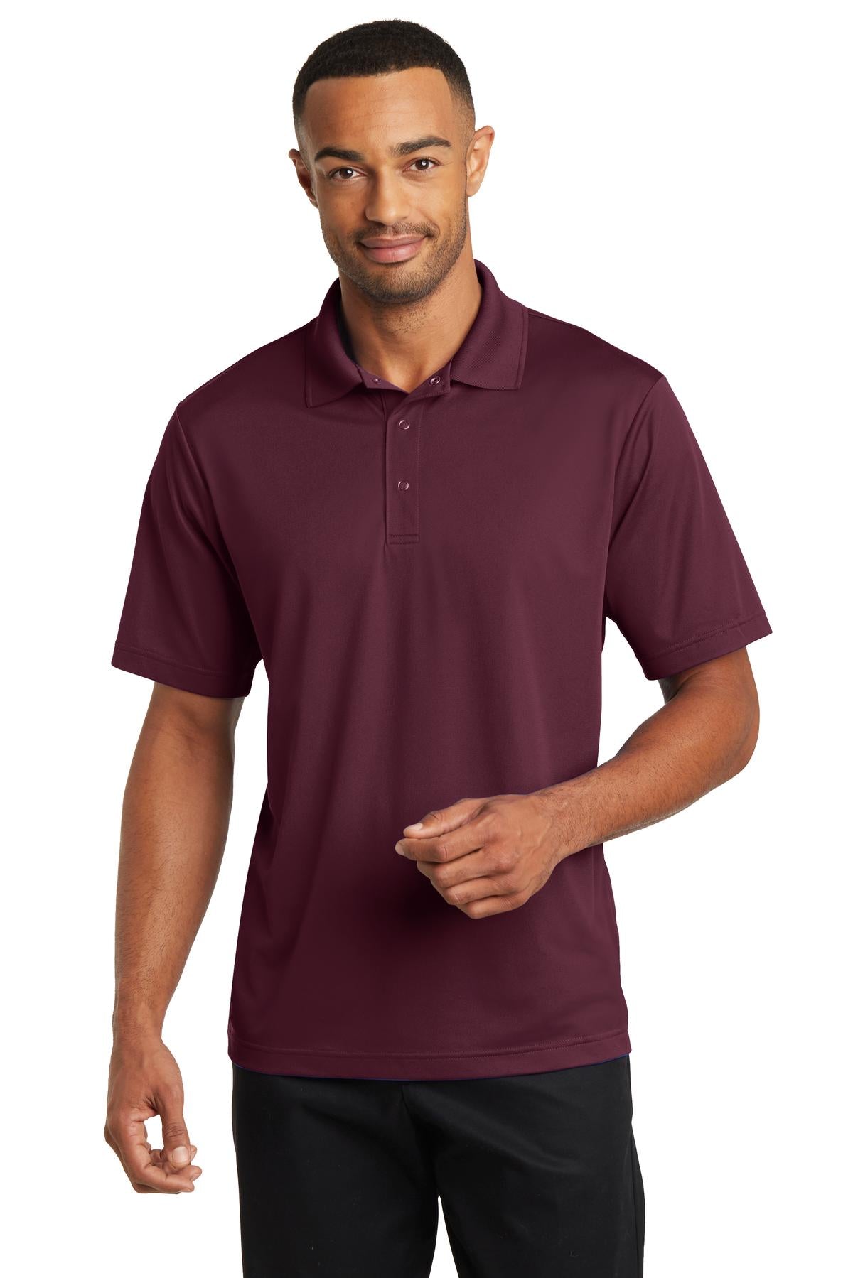 A button-free polo built specifically with the food and beve - Maroon