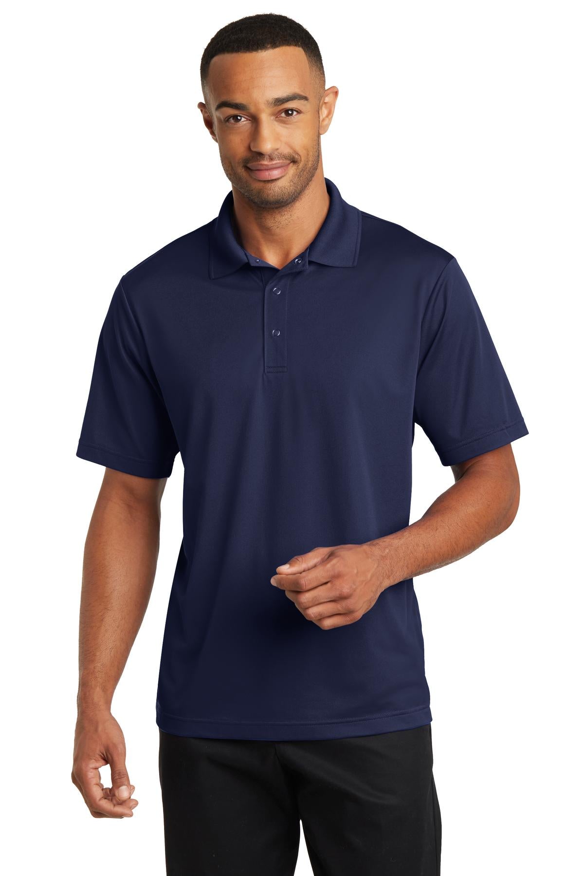 A button-free polo built specifically with the food and beve - True Navy