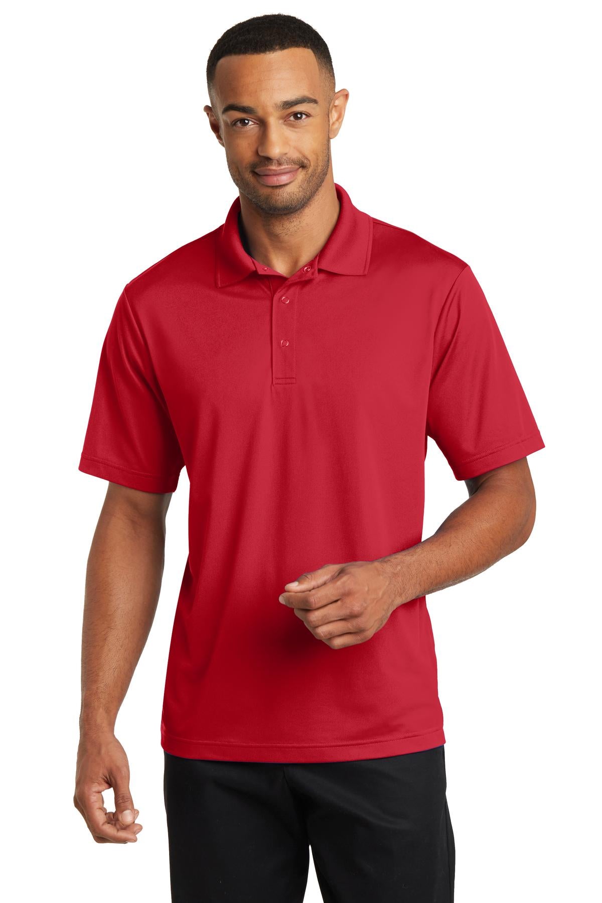 A button-free polo built specifically with the food and beve - True Red
