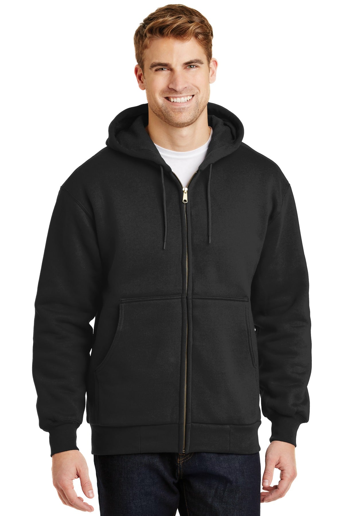 This durable hooded sweatshirt has a thermal lining to help  - Black