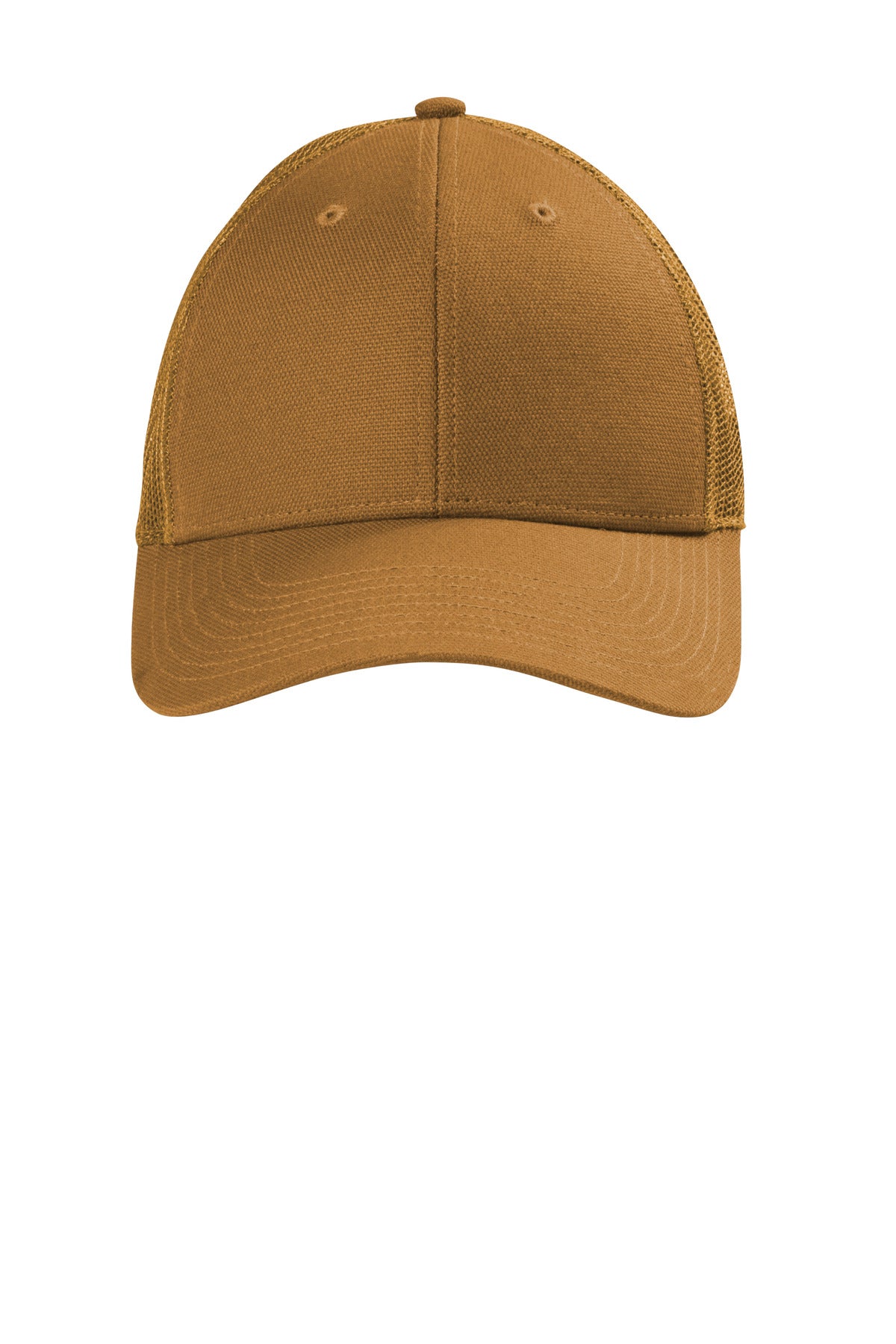 Fabric 100% cotton canvas bill and front two panels; 100% polyester woven mesh mid and back panels S
