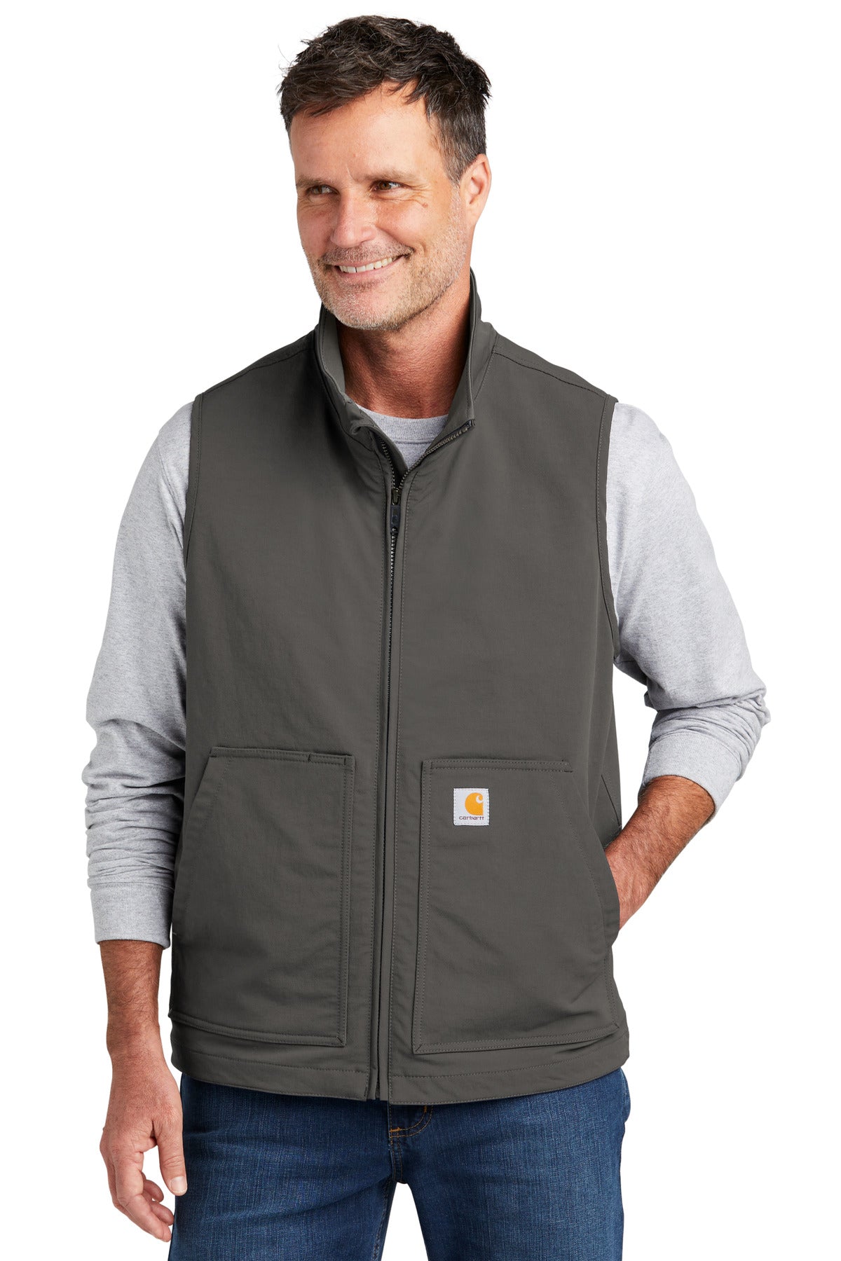 This soft shell vest combines iconic Carhartt looks with unb - Gravel