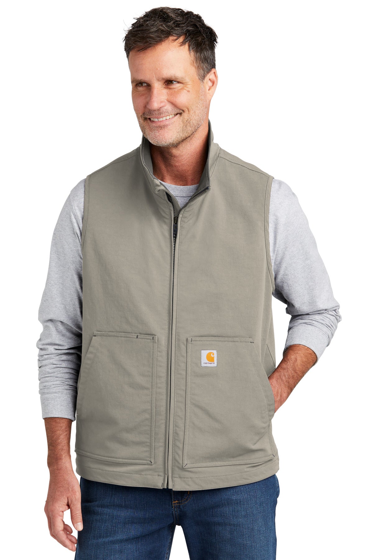 This soft shell vest combines iconic Carhartt looks with unb - Greige