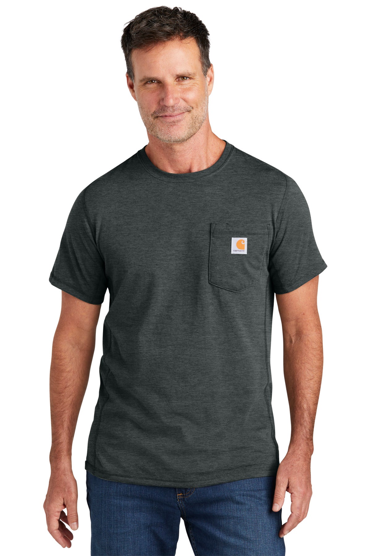 This midweight pocket tee fights sweat and is built for hard - Carbon Heather