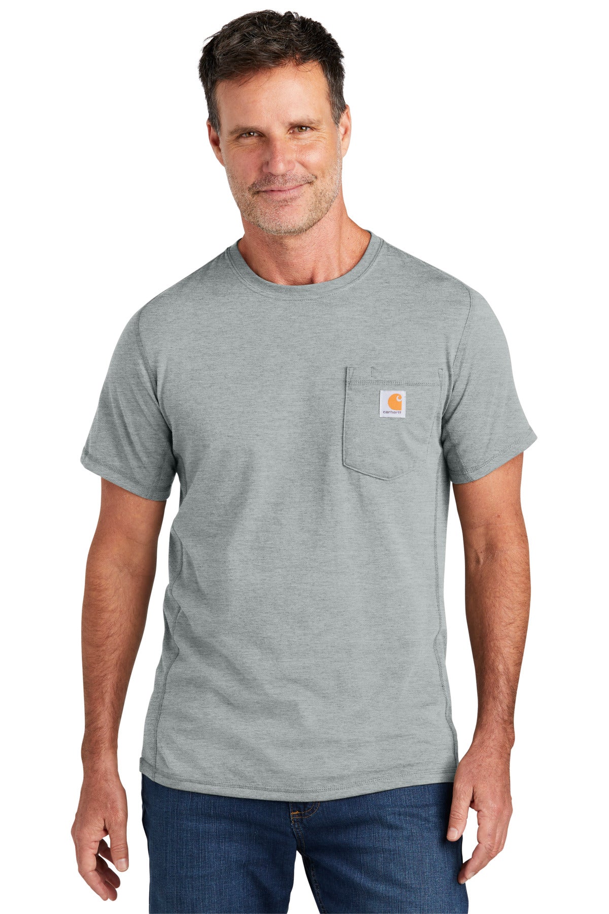 This midweight pocket tee fights sweat and is built for hard - Heather Grey