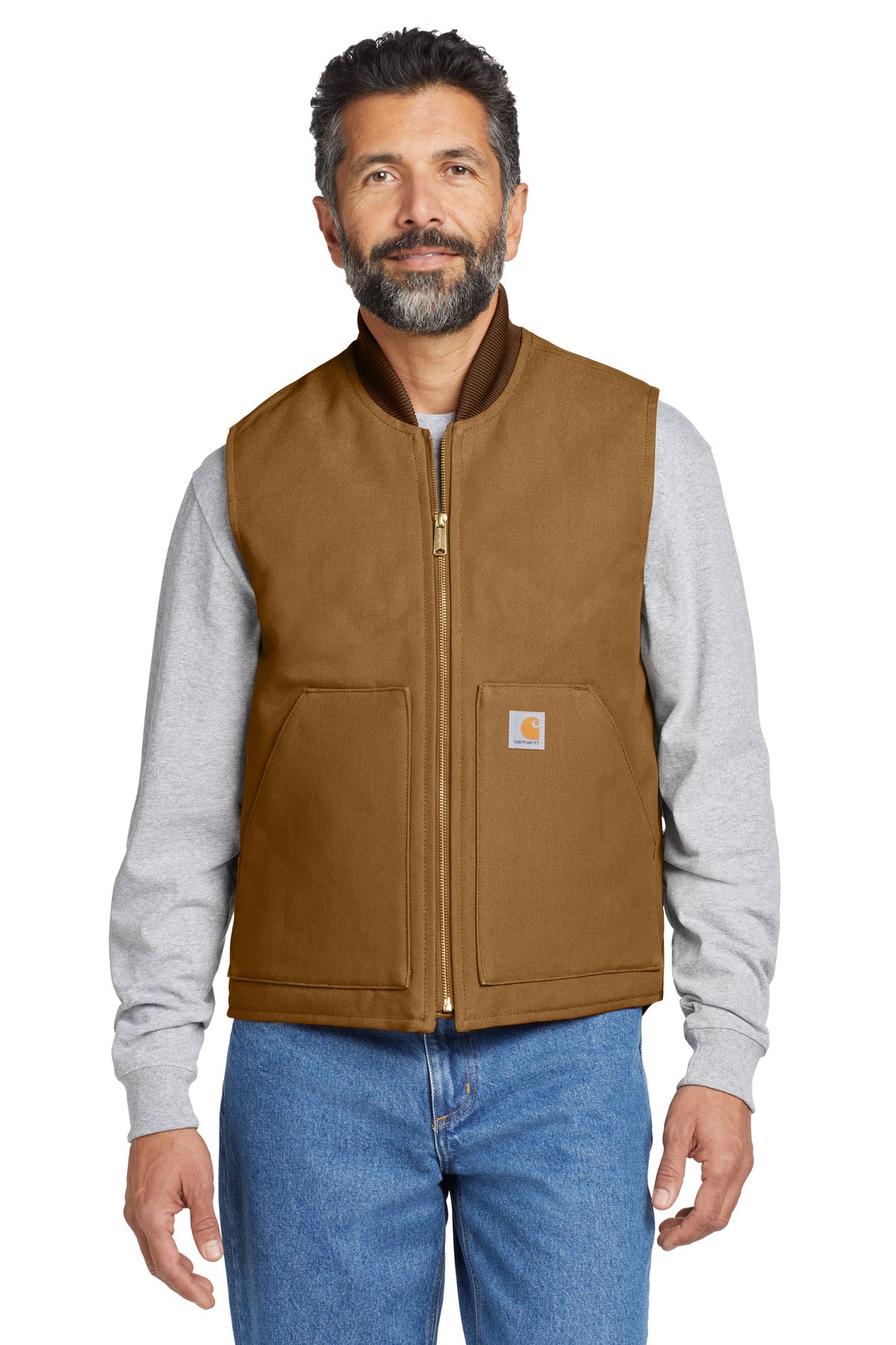 A great extra layer Carhartt's Duck Vest is made of cotton d - Carhartt Brown