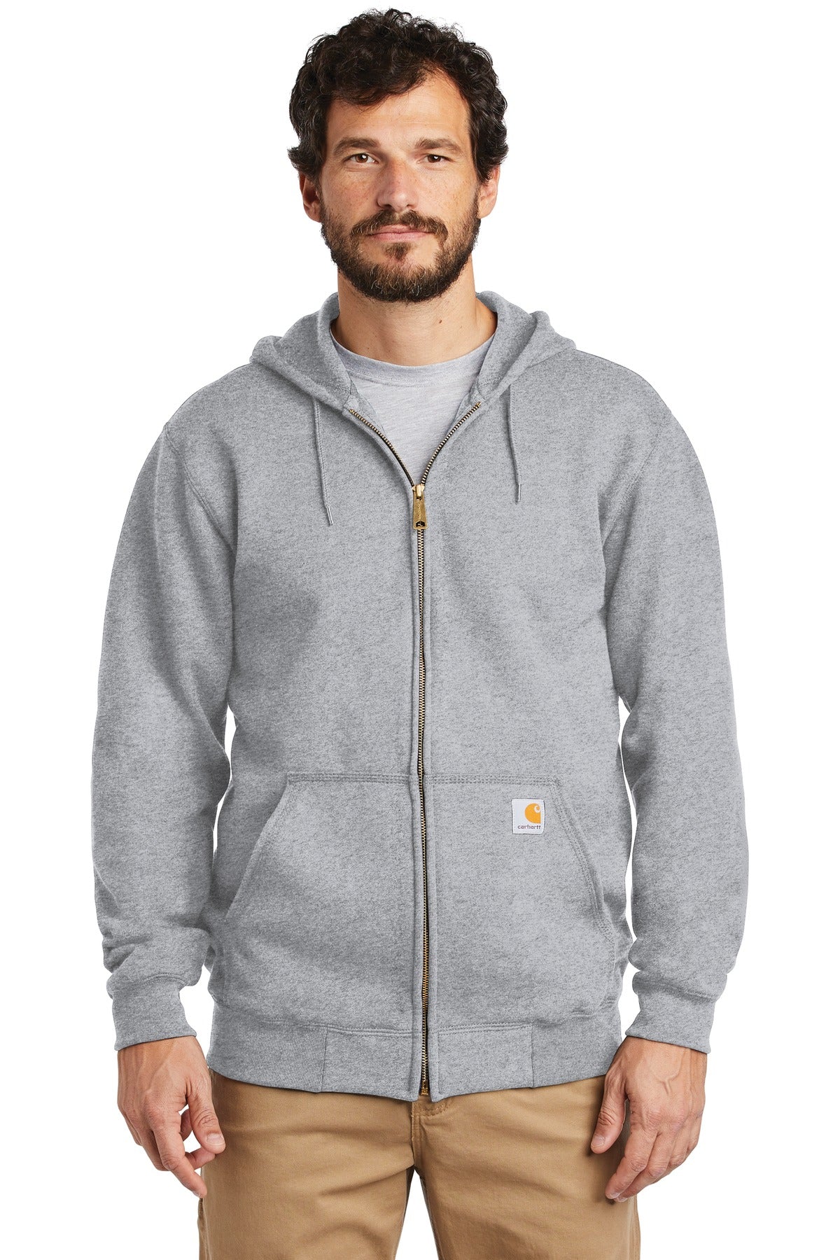 Carhartt's Midweight Hooded Zip-Front Sweatshirt brings cons - Heather Grey