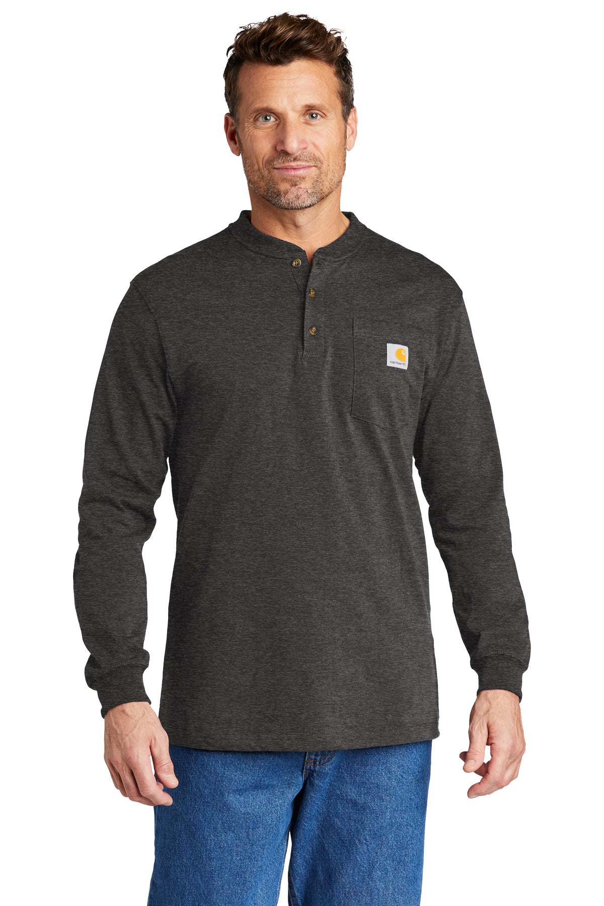 This henley is made of heavyweight cotton jersey and cut gen - Carbon Heather