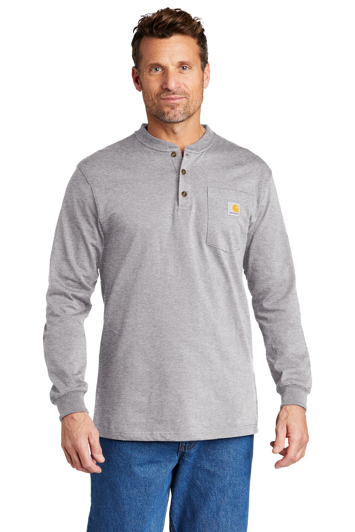 This henley is made of heavyweight cotton jersey and cut gen - Heather Grey