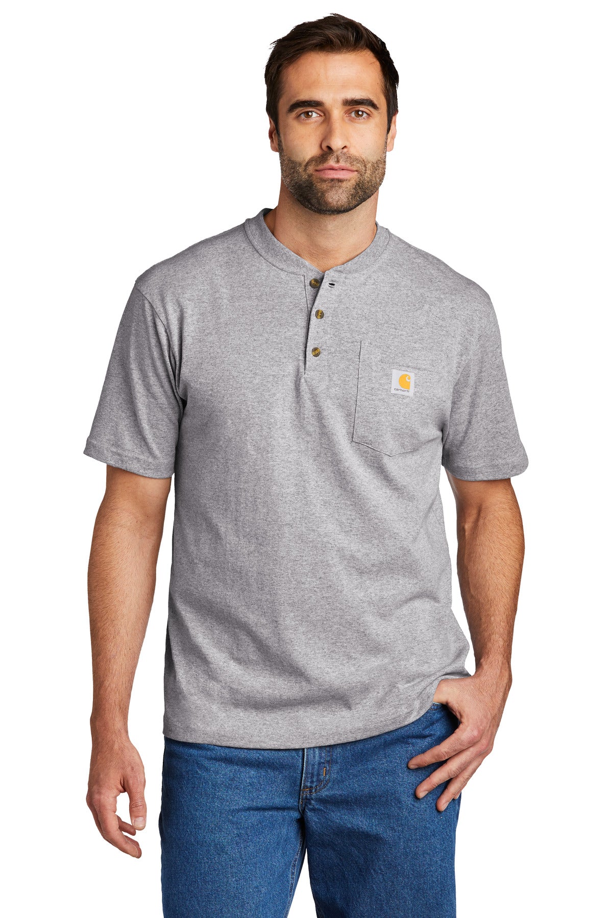 This henley is made of heavyweight cotton jersey and cut gen - Heather Grey