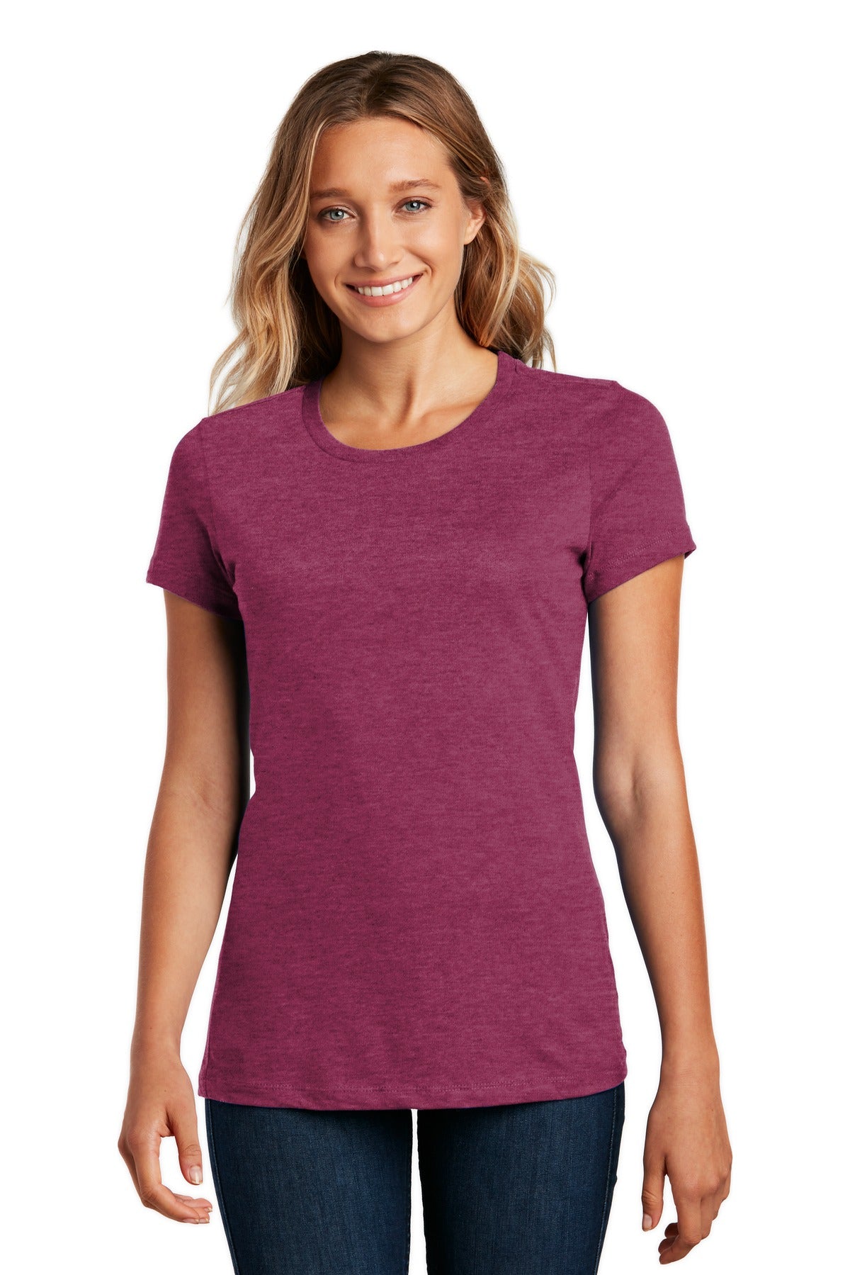 An effortless perfect tee for everyday wear. 4.3-ounce 100%  - Heathered Loganberry