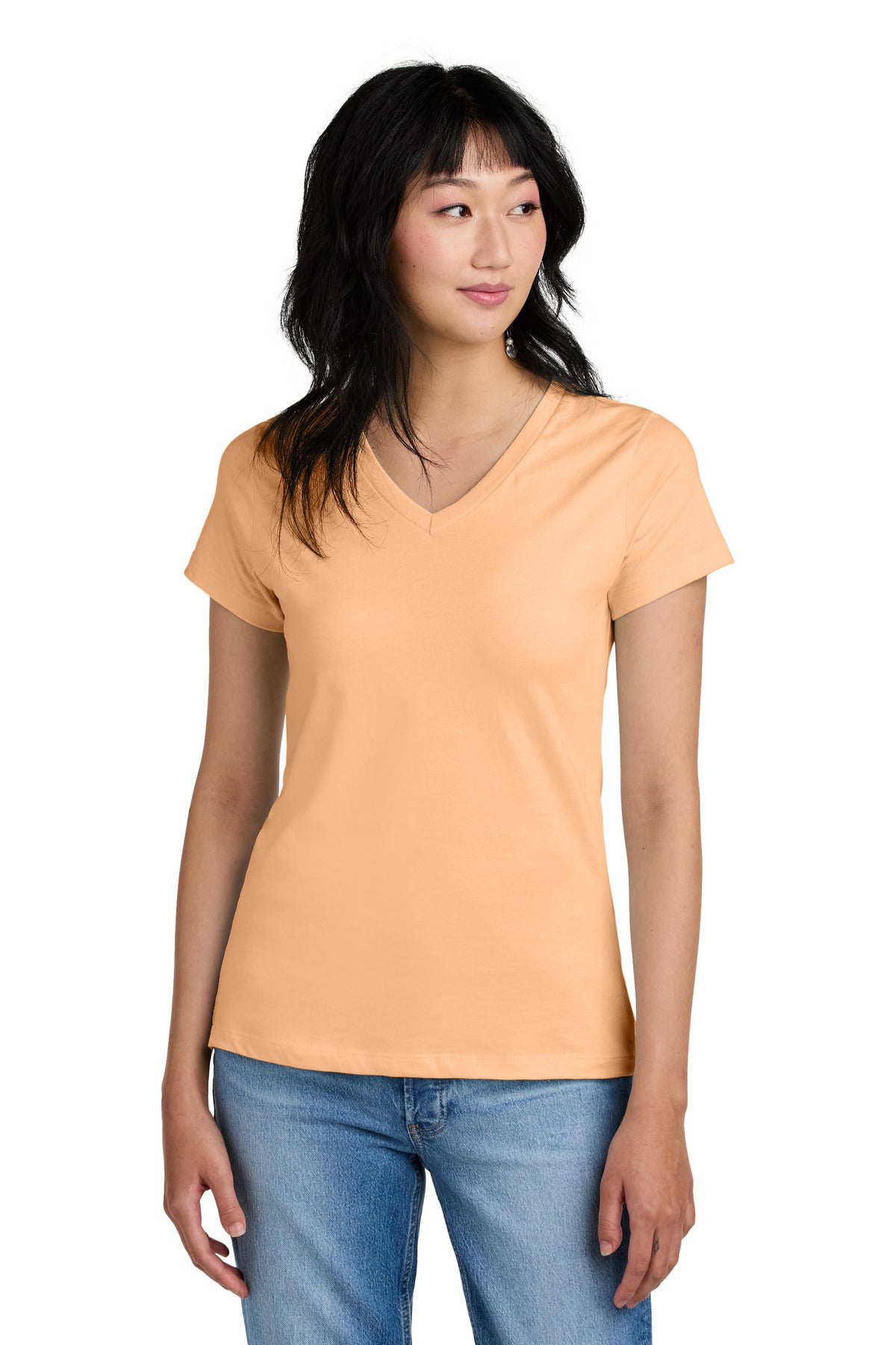 The perfect v-neck tee for a polished look. 4.3-ounce 100% c - Apricot