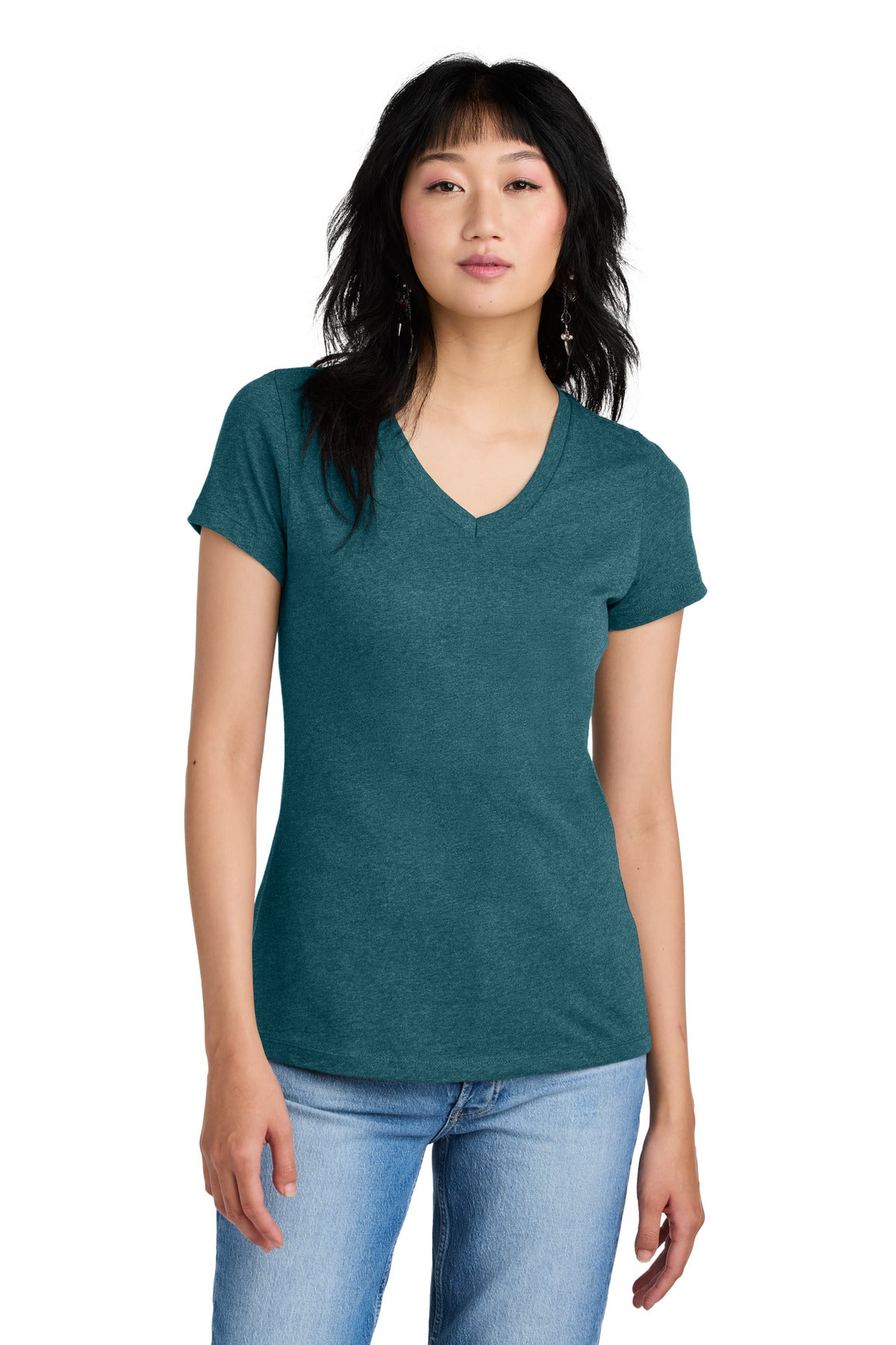 The perfect v-neck tee for a polished look. 4.3-ounce 100% c - Caribbean Blue Heather