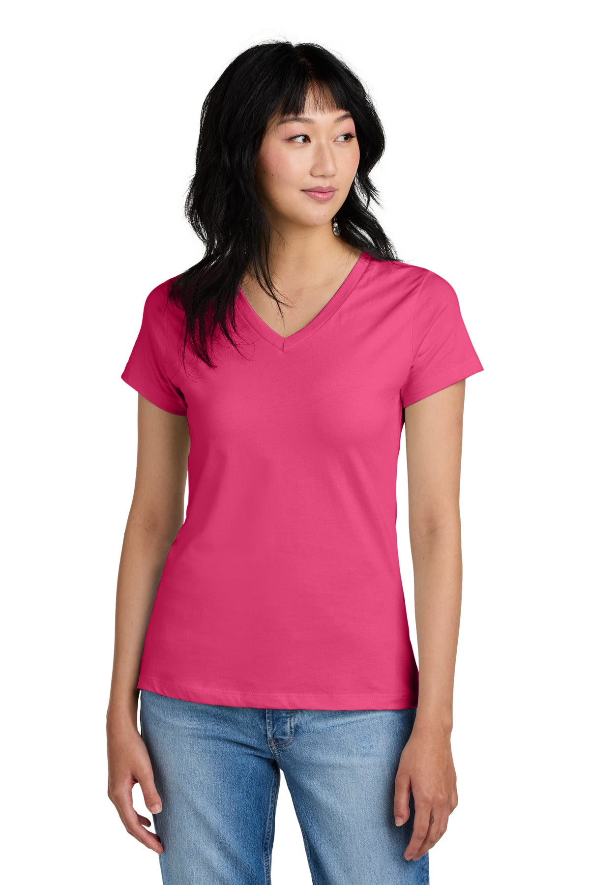 The perfect v-neck tee for a polished look. 4.3-ounce 100% c - Dark Fuchsia