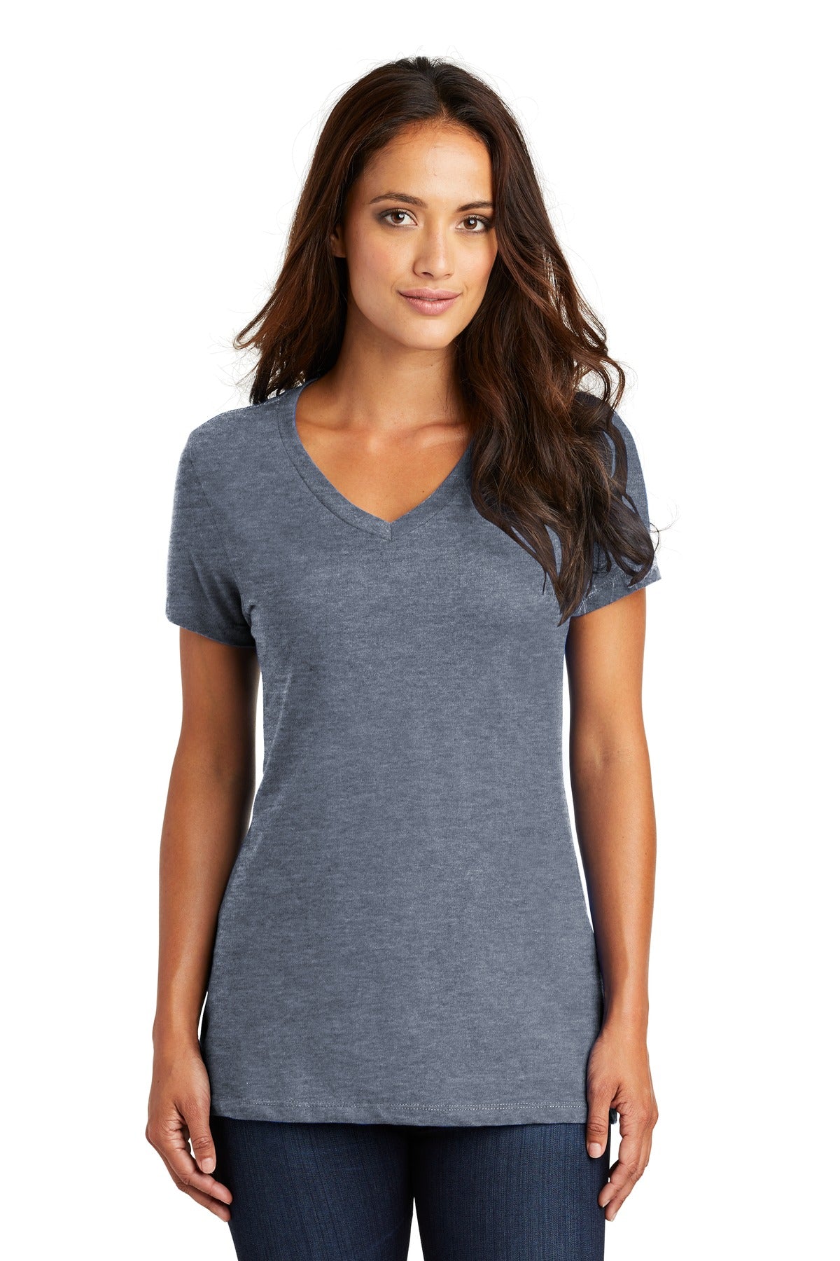 The perfect v-neck tee for a polished look. 4.3-ounce 100% c - Heathered Navy