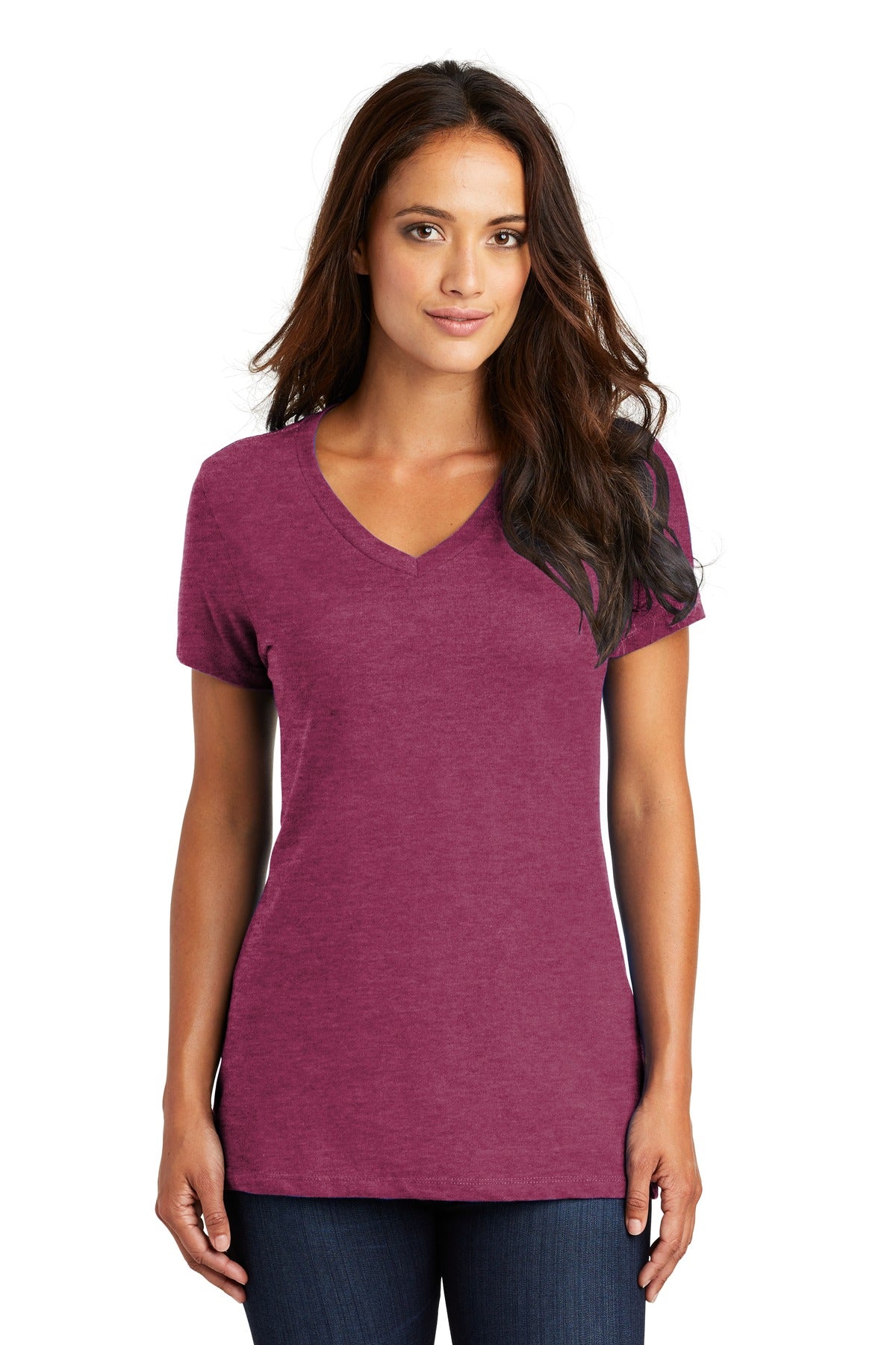 The perfect v-neck tee for a polished look. 4.3-ounce 100% c - Heathered Loganberry