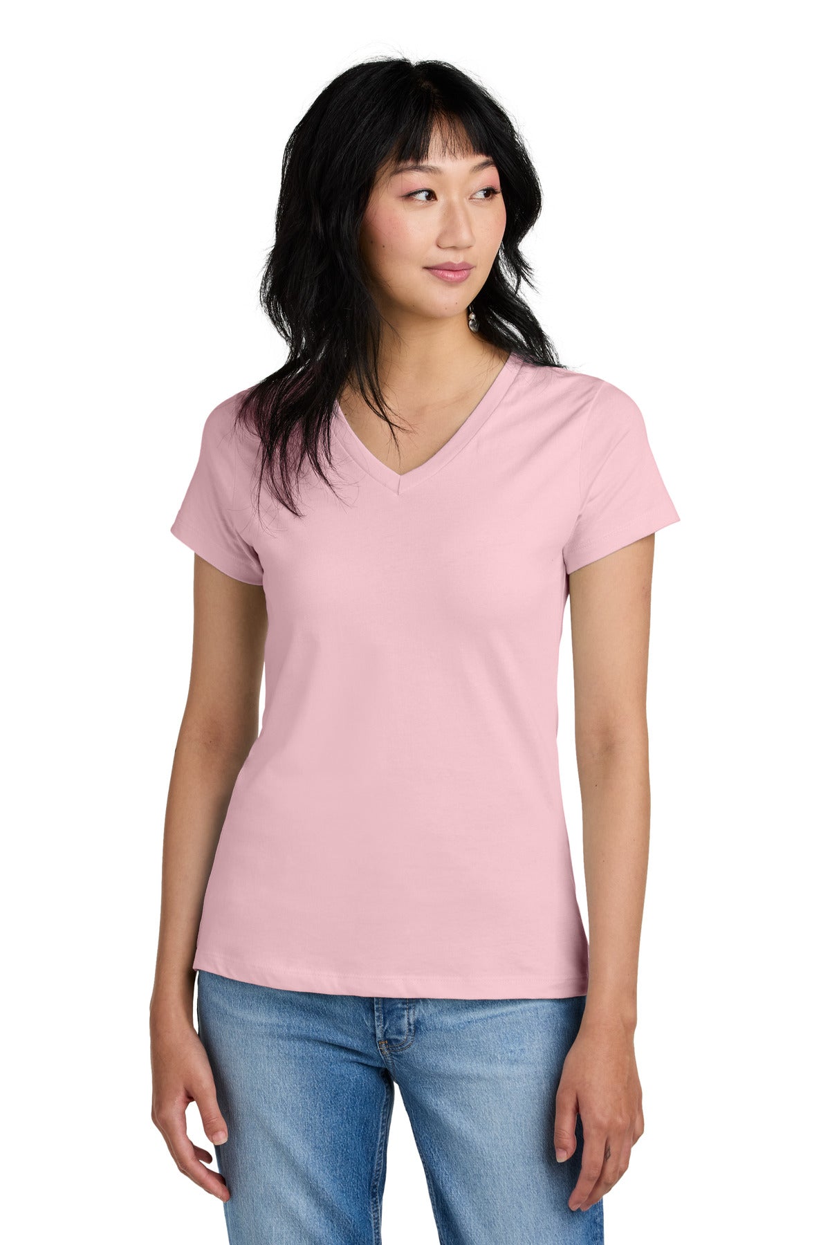 The perfect v-neck tee for a polished look. 4.3-ounce 100% c - Light Pink
