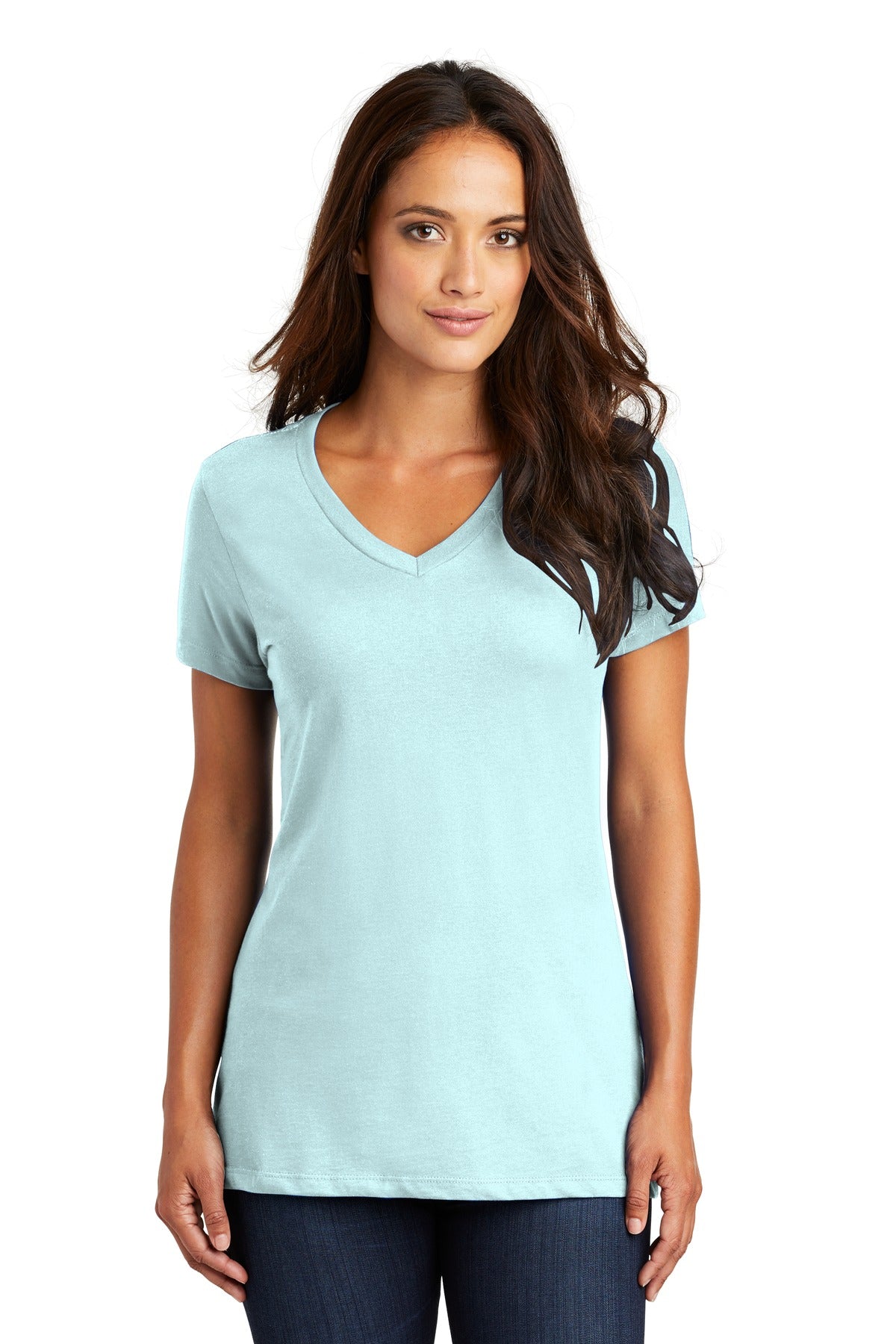 The perfect v-neck tee for a polished look. 4.3-ounce 100% c - Seaglass Blue