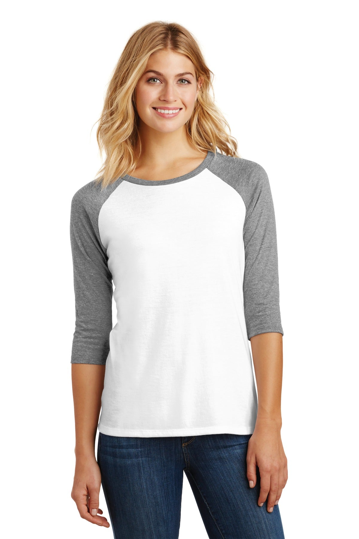 A classic raglan perfectly created with tri-blend yarns. 4.5 - Grey Frost/ White
