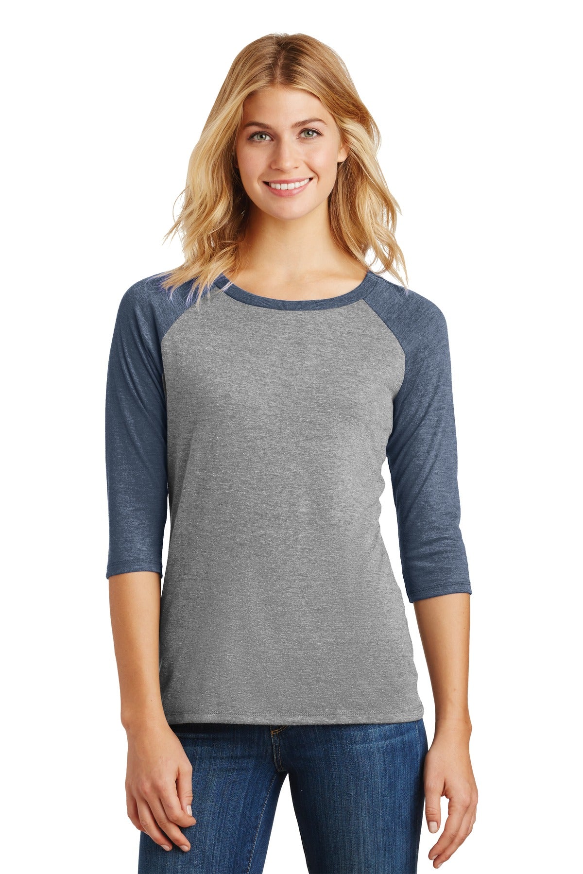 A classic raglan perfectly created with tri-blend yarns. 4.5 - Navy Frost/ Grey Frost