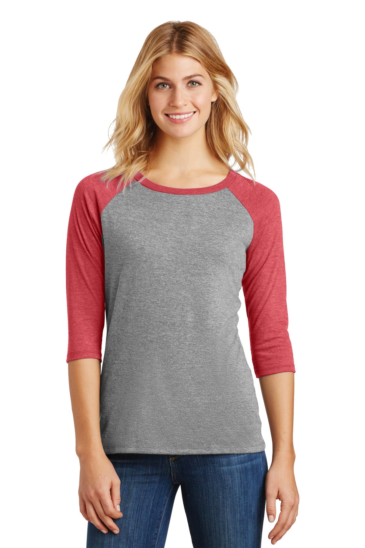 A classic raglan perfectly created with tri-blend yarns. 4.5 - Red Frost/ Grey Frost