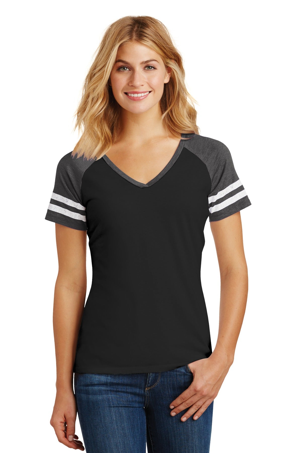 Feel like a winner in this comfortable tee. 4.5-ounce 60/40  - Black/ Heathered Charcoal
