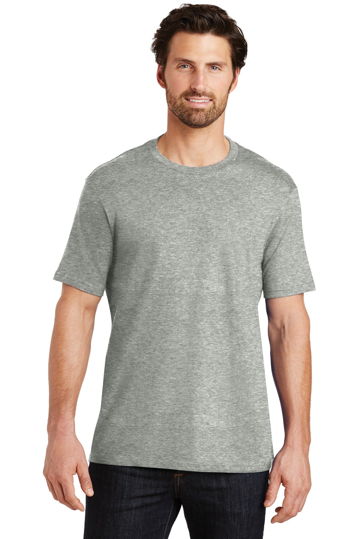 An effortless perfect tee for everyday wear. 4.3-ounce 100%  - Heathered Steel
