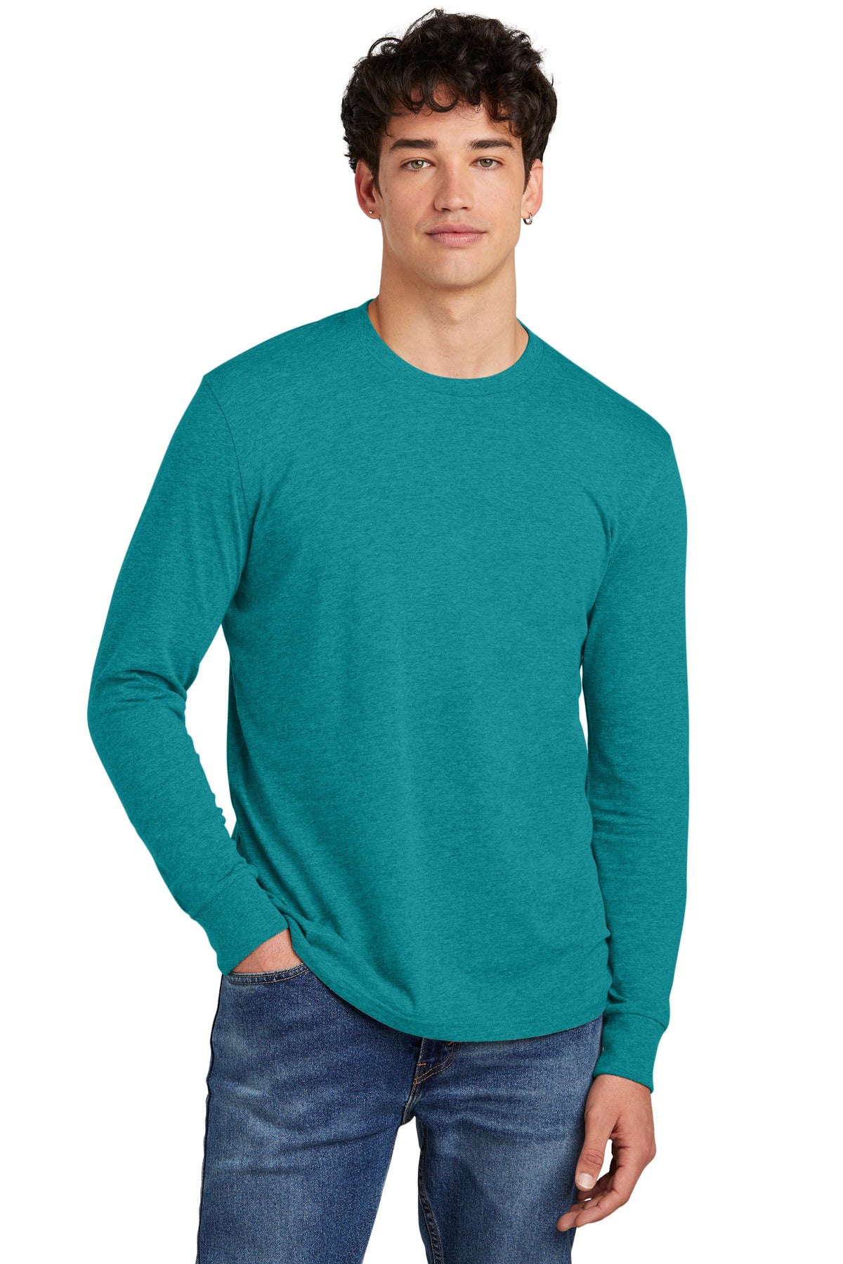 Soft and stylish this is the long sleeve tee perfected. 4.3- - Heathered Teal