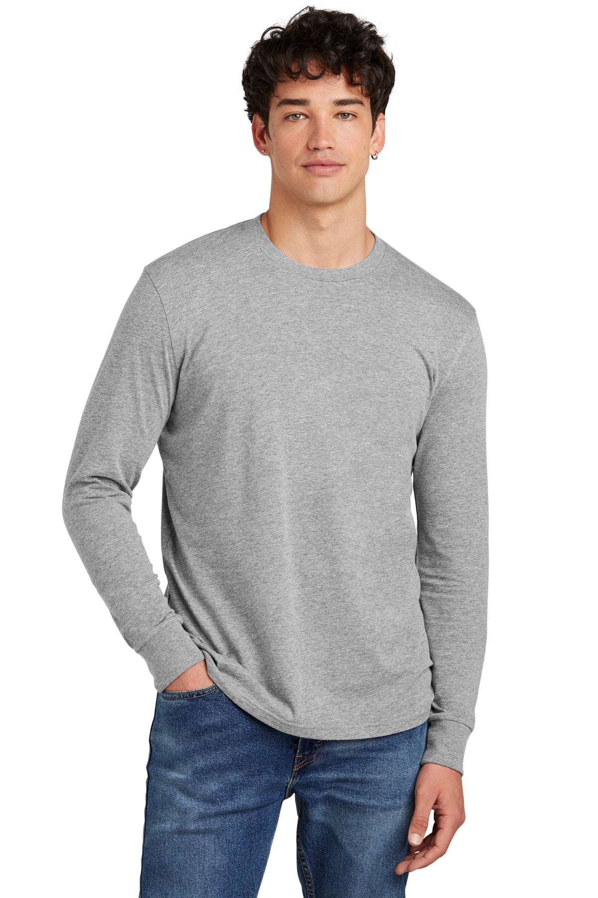 Soft and stylish this is the long sleeve tee perfected. 4.3- - Light Heather Grey