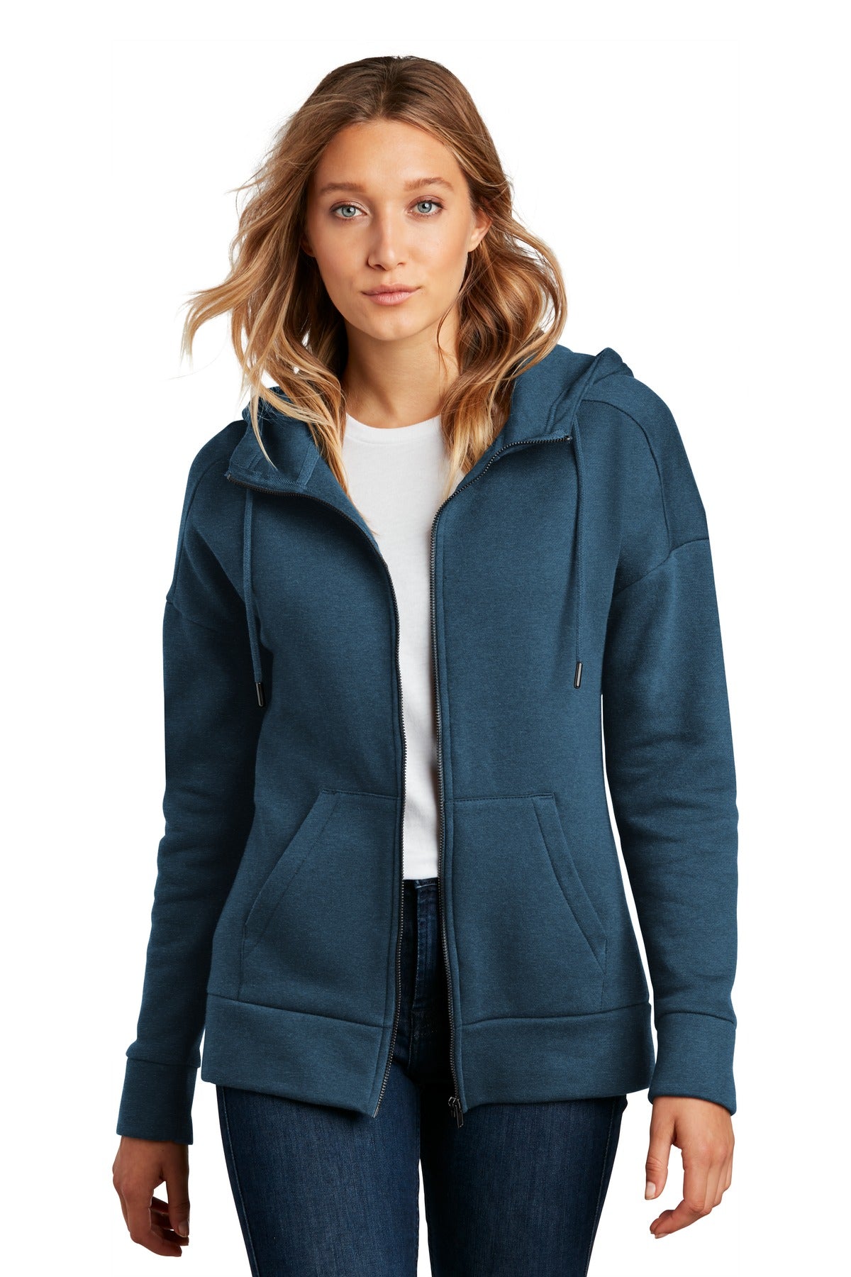Perfect fleece in our premium 8.26-ounce weight. 8.26-ounce  - Heathered Poseidon Blue