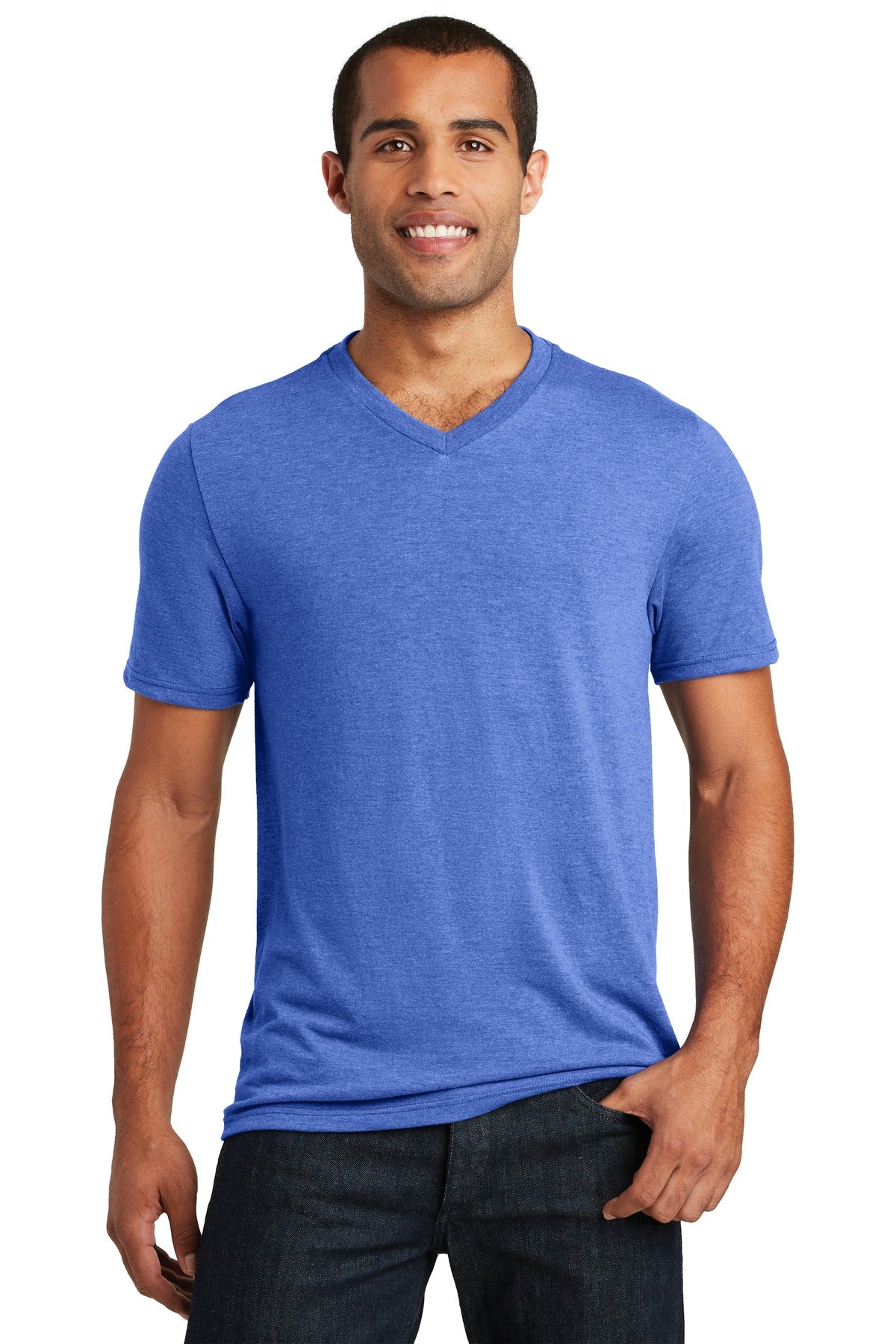 This tri-blend tee has the look of perfection.4.5-ounce 50/2 - Royal Frost
