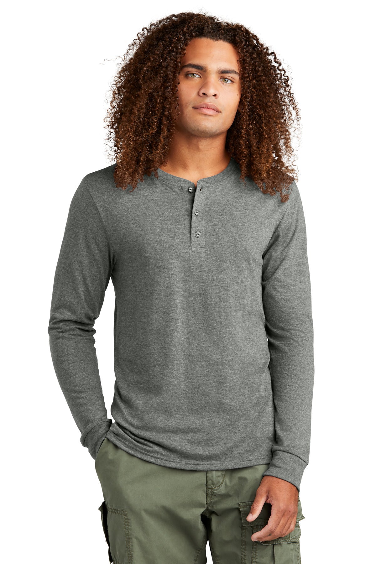 Three yarns form a perfect easygoing look in this henley ver - Heathered Charcoal