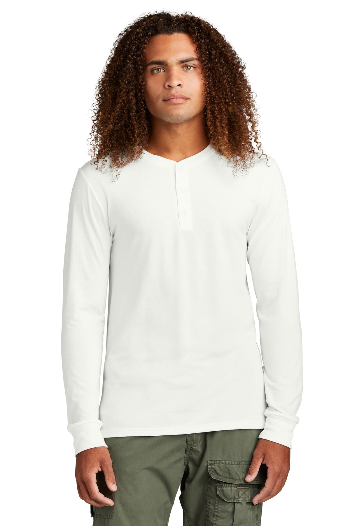 Three yarns form a perfect easygoing look in this henley ver - Natural