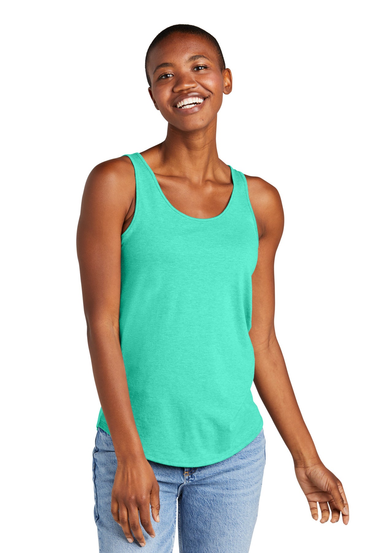 This perfect tank is crafted from three yarns for carefree s - Aqua Heather