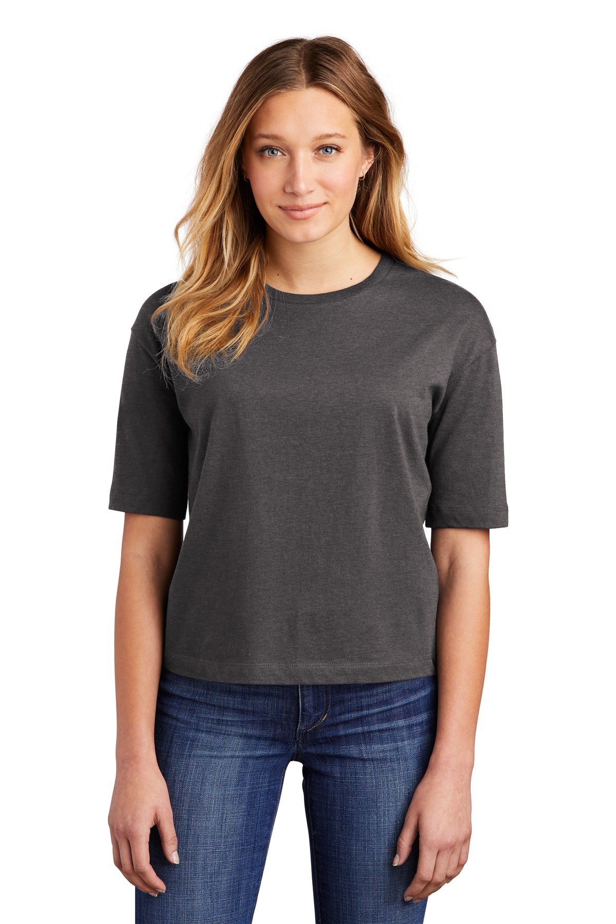 Boxy but not cropped this tee is just the look with high-wai - Heathered Charcoal